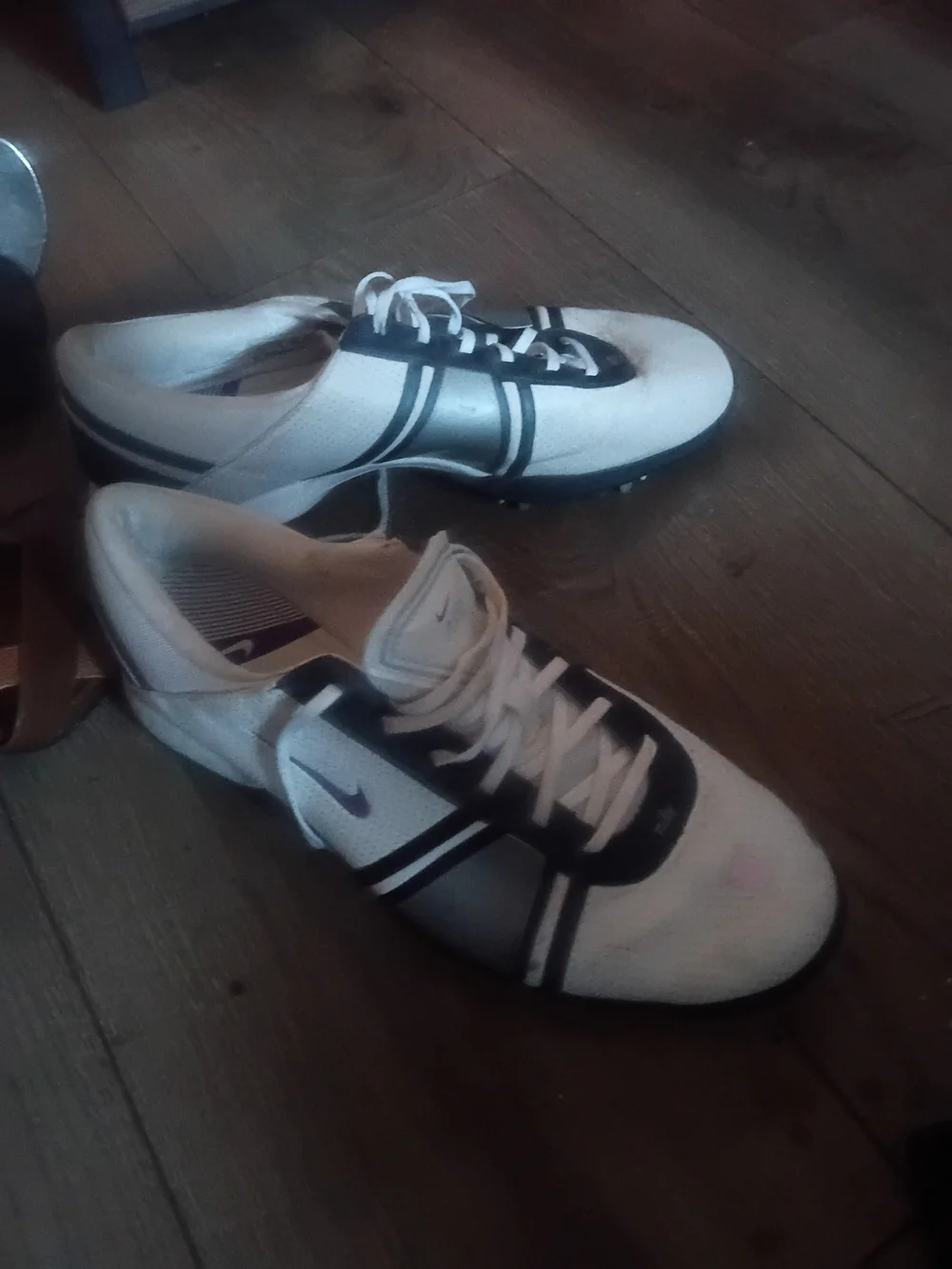 Nike White and Black Women's Athletic Golf Shoes, Cleats